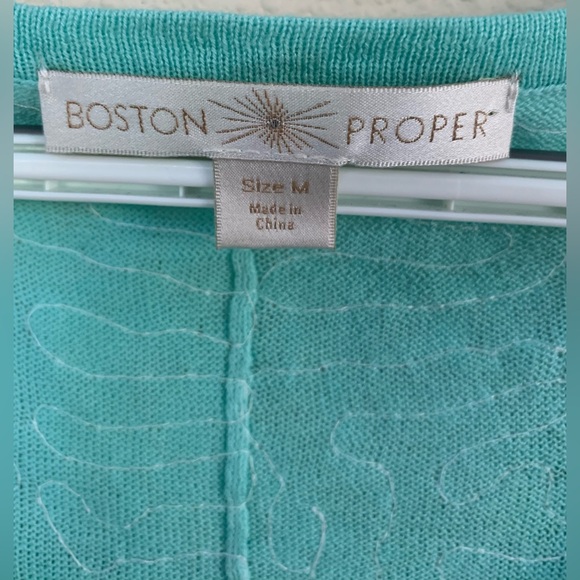 Boston Proper poncho. Shades of aqua w/lovely sequins. OSFM. - Picture 2 of 3
